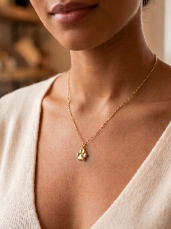 Jewelry - Gold Paw Pendant Necklace - Paw Print Charm